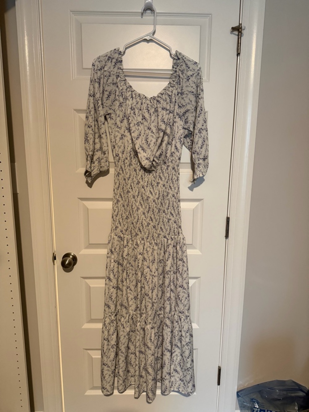 Pink Lily White Maternity Maxi Dress with purple Floral Print